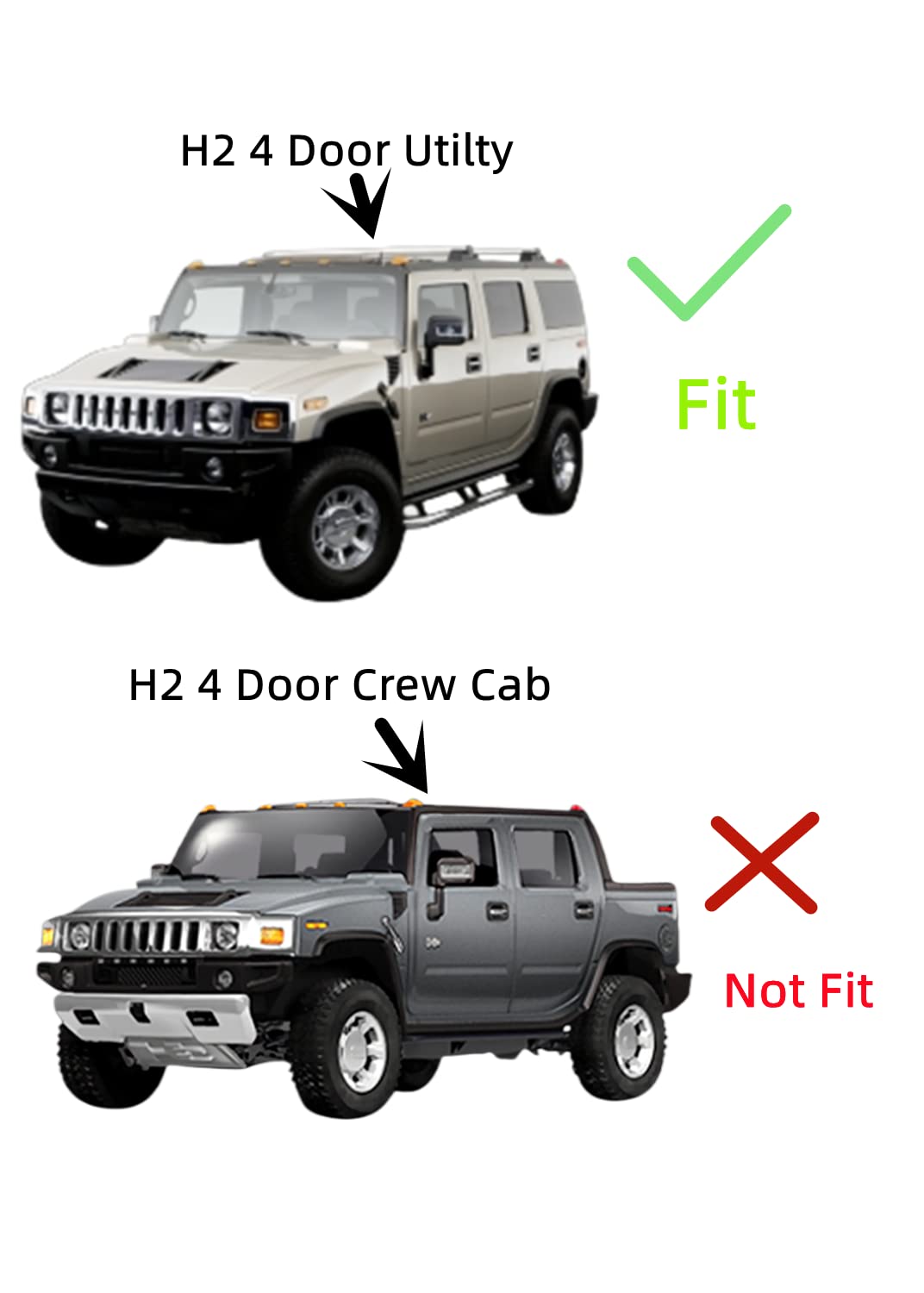 Heated Back Window Back Glass Compatible with Hummer H2 2003-2010 4 Door Utility Models