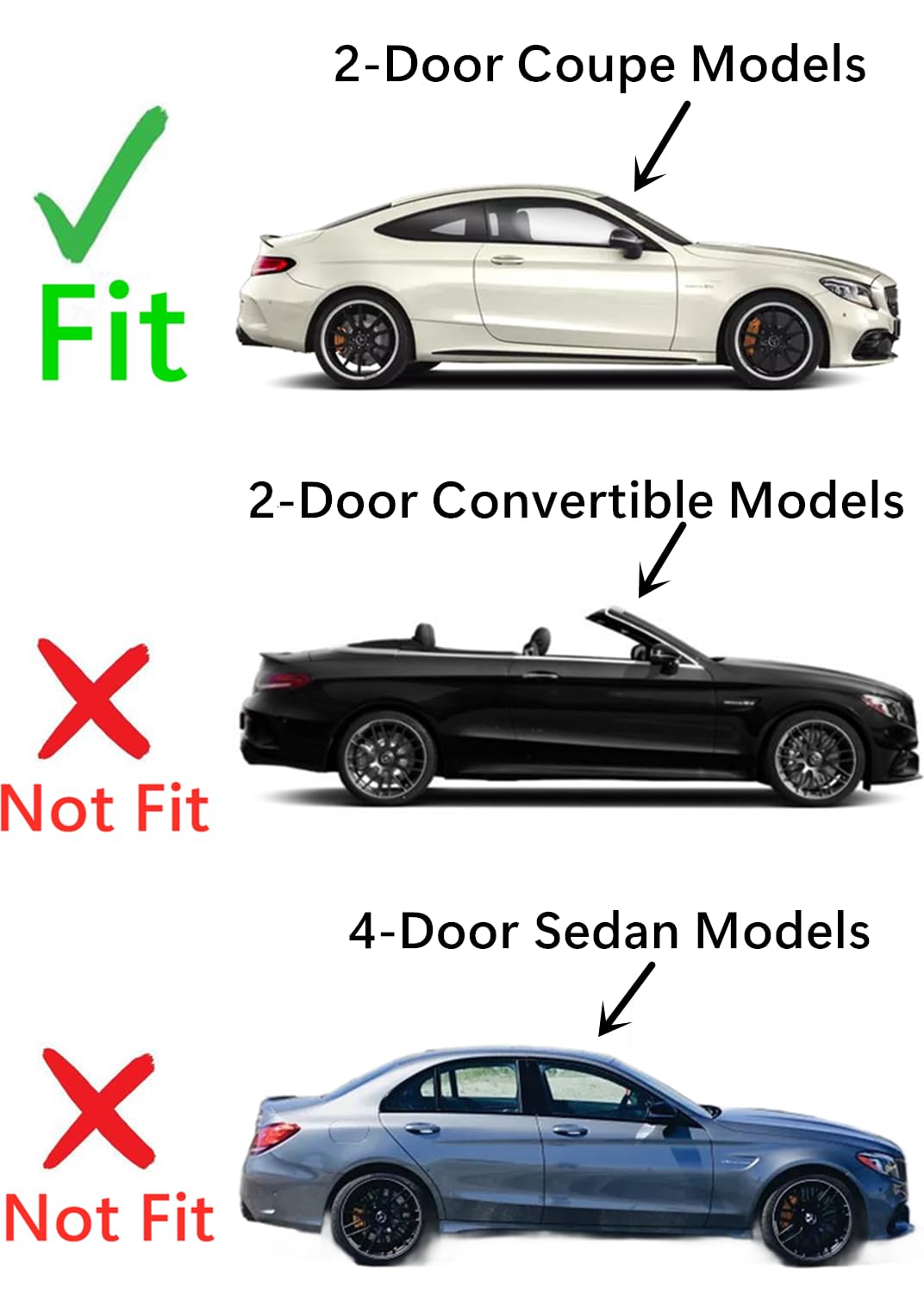 Tempered Passenger Right Side Door Window Door Glass Compatible with Mercedes Benz C300 C43AMG 2-Door Coupe 2017-2023 / C63AMG C63AMG S 2-Door Coupe 2017-2021 Models