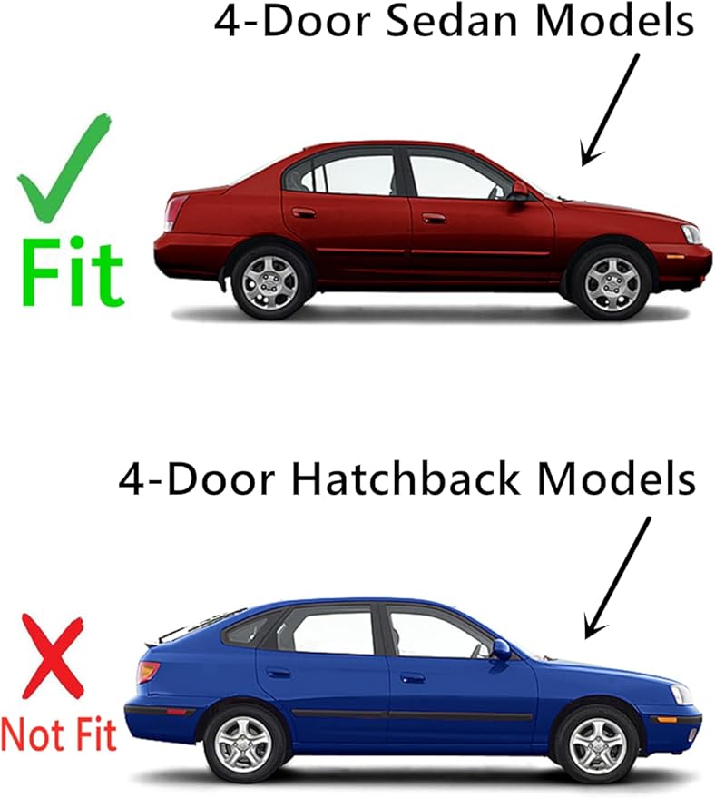 Passenger Right Side Rear Door Window Door Glass Compatible with Hyundai Elantra 4 Door Sedan 2001-2006 Models