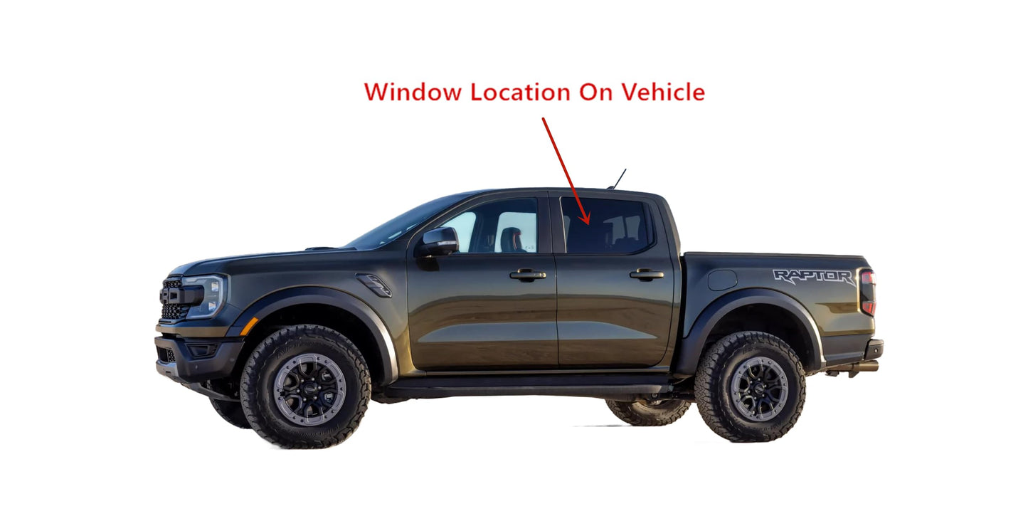 Tempered Driver Left Side Rear Door Window Door Glass Compatible with Ford Ranger Pickup 2024-2025 Models