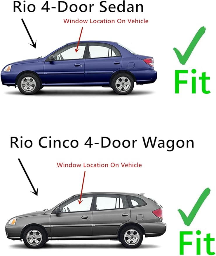 Driver Left Side Front Door Window Door Glass Compatible with Kia Rio / Rio Cinco 2001-2005 Models