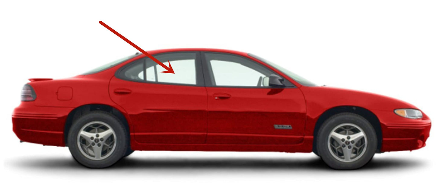 Passenger Right Side Rear Door Window Door Glass Compatible with Pontiac Grand Prix 4 Door Sedan 1997-2003 Models