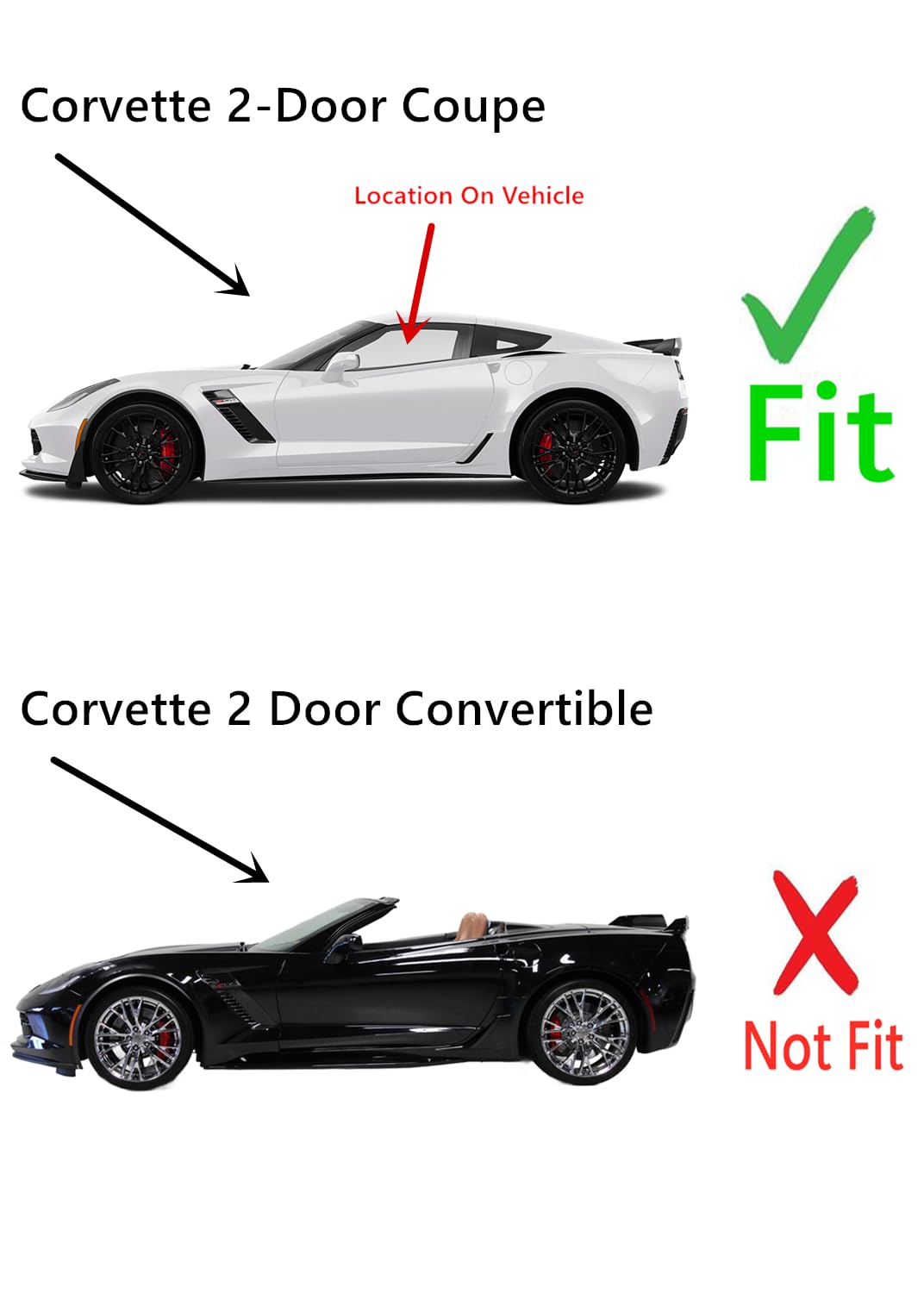 Tempered Driver Left Side Door Window Door Glass Compatible with Chevrolet Corvette 2-Door Coupe 2014-2019 Models