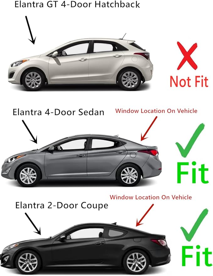 Heated Back Window Back Glass Compatible with Hyundai Elantra 4 Door Sedan/2 Door Coupe 2011-2016 Models
