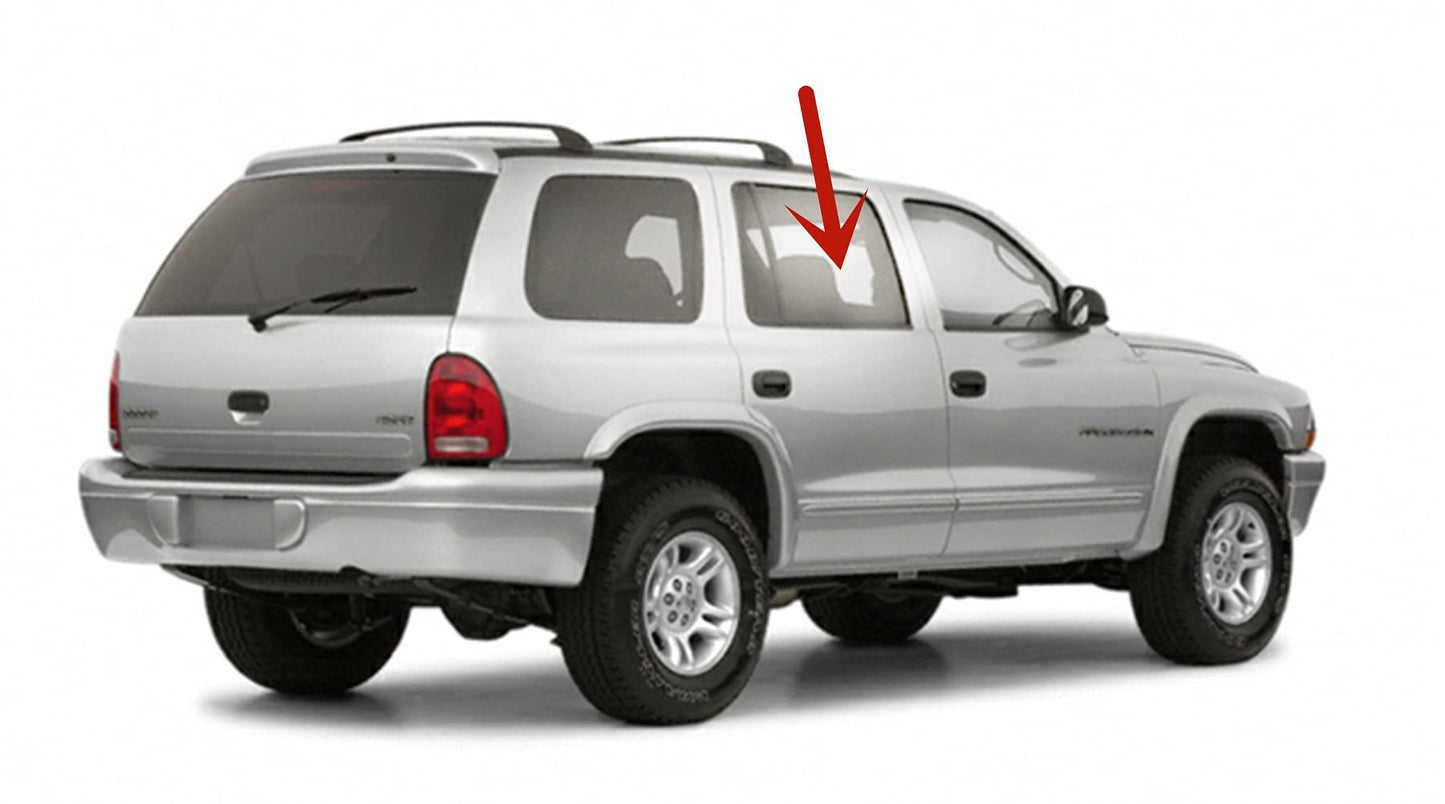 Passenger Right Side Rear Door Window Door Glass Compatible with Dodge Durango 1998-2003 Models