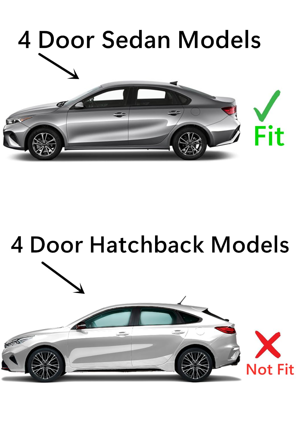 Driver Left Side Rear Door Window Door Glass Compatible with Kia Forte 2019-2024 4-Door Sedan Models