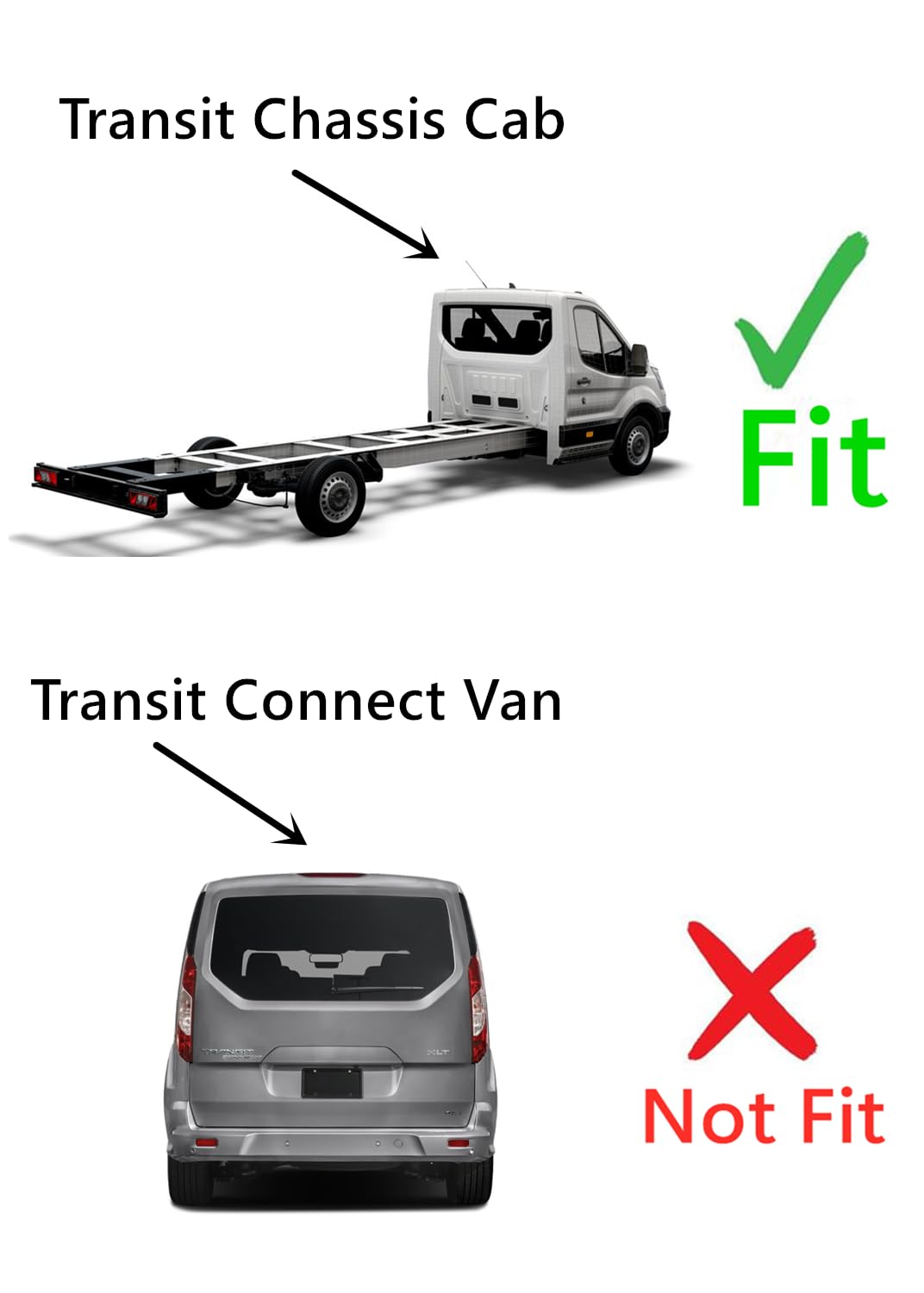 Back Window Back Glass Compatible with Ford Transit 110.2" High-Roof / 100.8" Mid-Roof Chassis Cab 2015-2025 Models