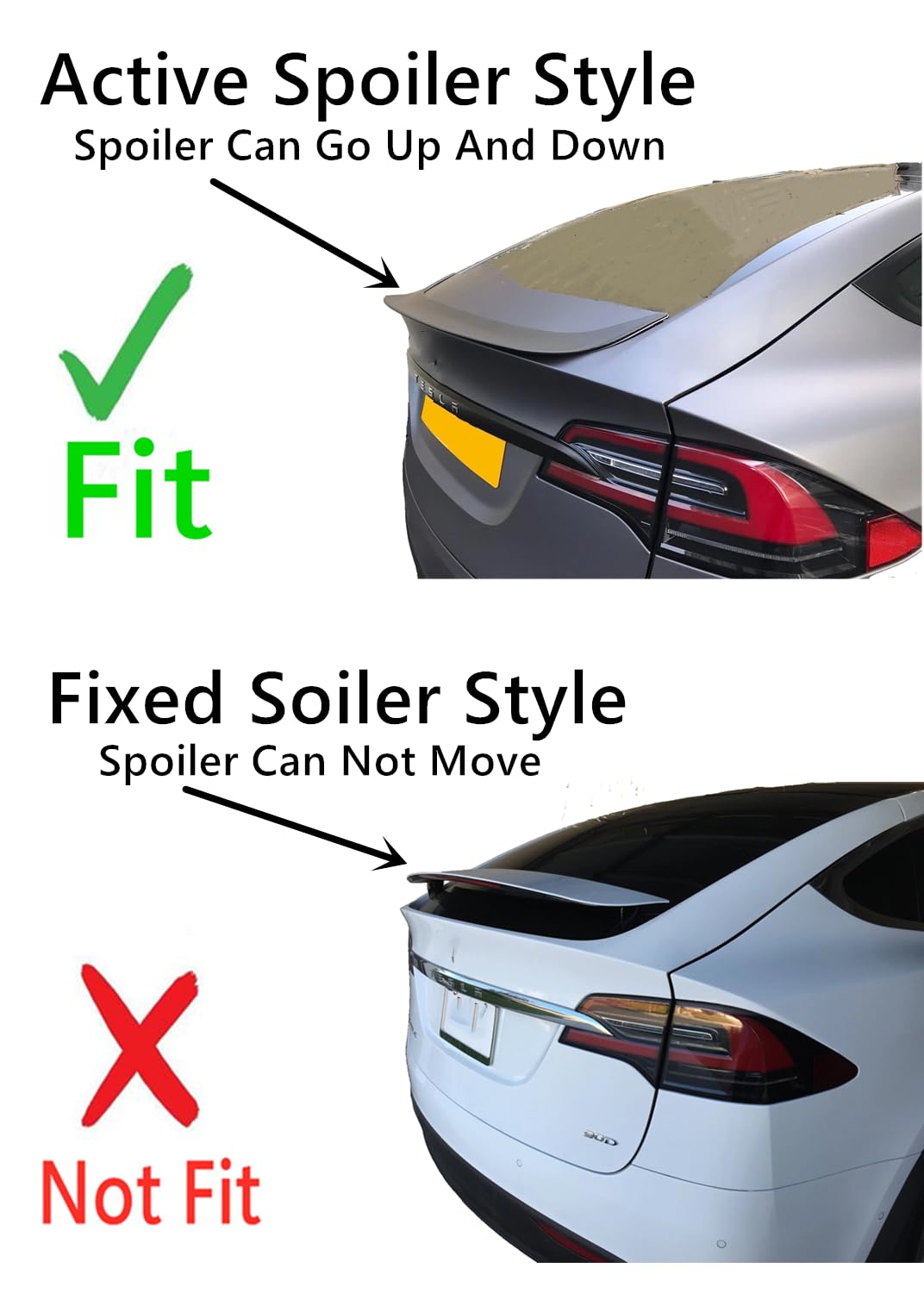 Heated Rear Liftgate Window Back Glass Compatible with Tesla Model X 2016-2025 (Only For Active Spoiler Models)