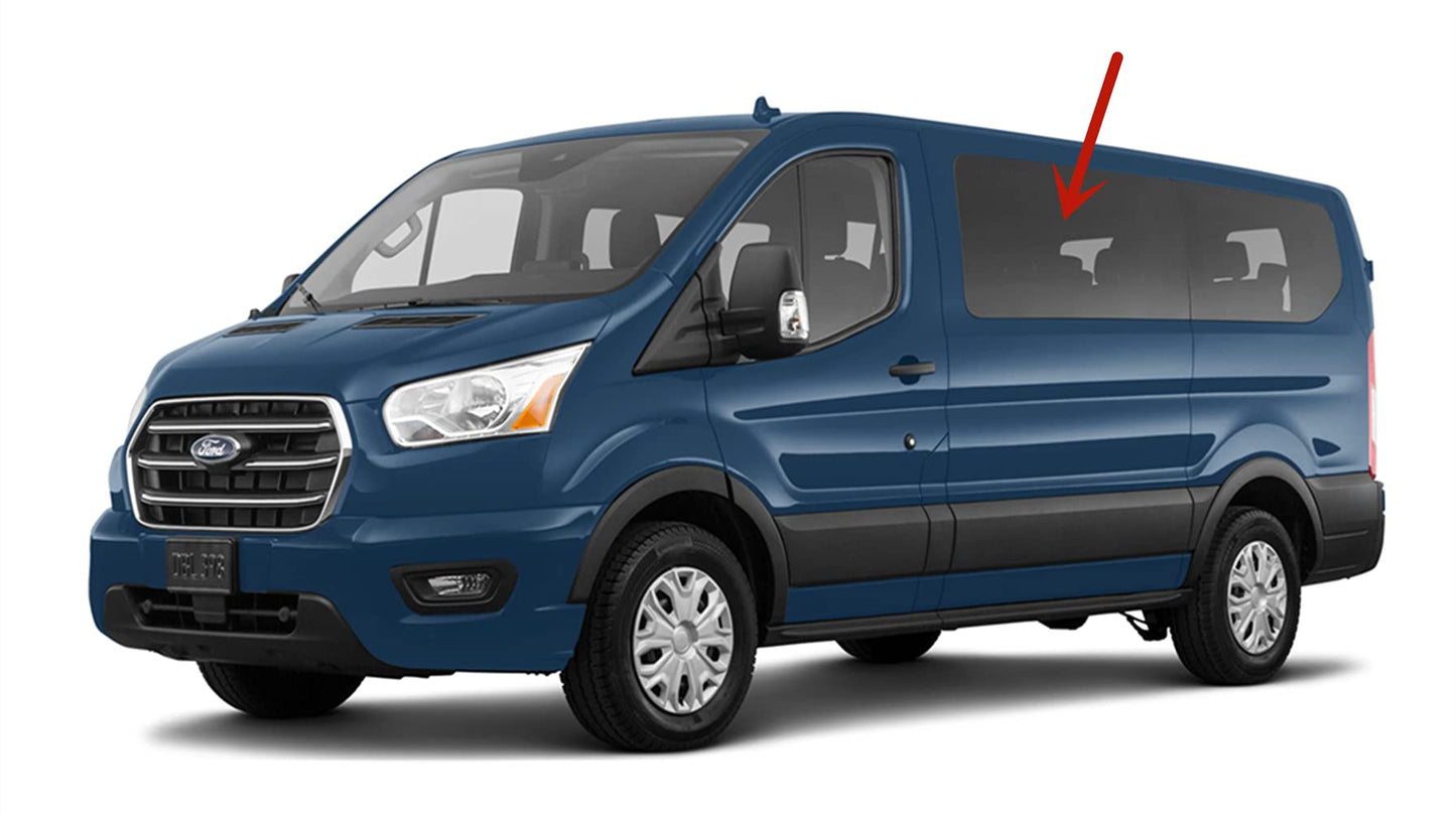 Privacy OEM Driver Left Side Rear Stationary Sliding Cargo Door Window Door Glass Compatible with Ford Transit 83.2" Low-Roof Van 2015-2025 Models