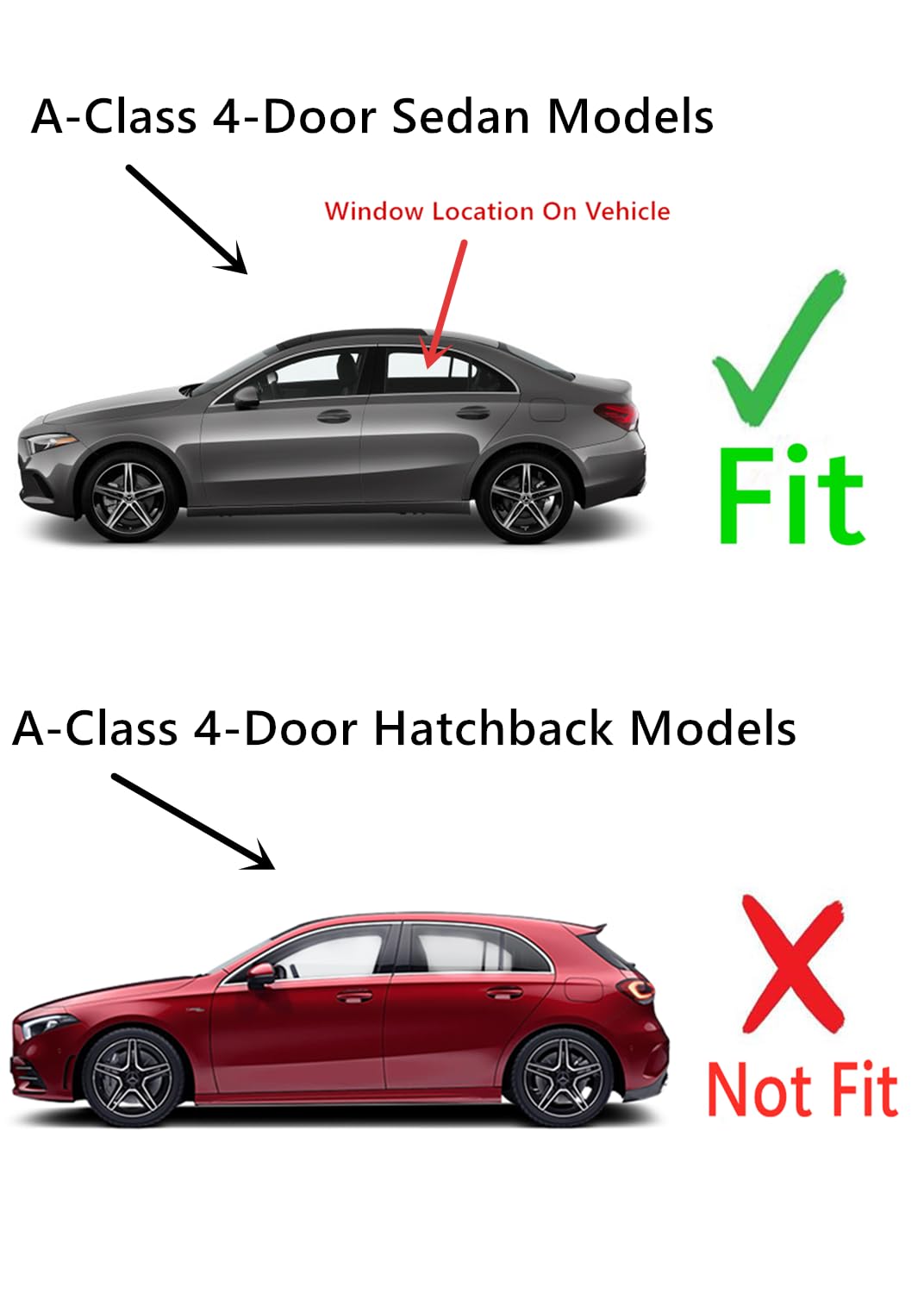 Tempered Driver Left Side Rear Door Window Door Glass Compatible with Mercedes Benz A-Class A200 A220 A35 A45 4-Door Sedan 2019-2022 Models
