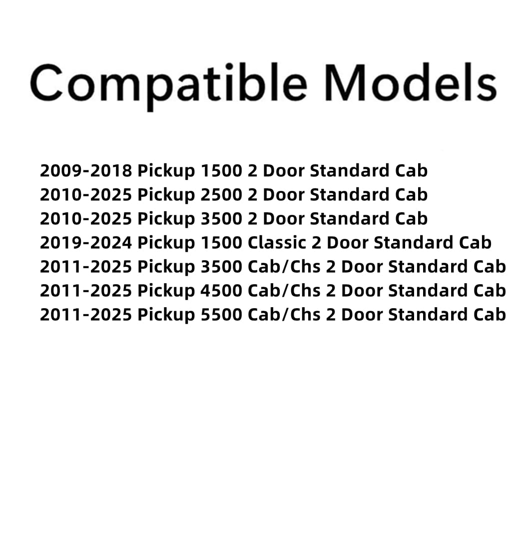 Tempered Driver Left Side Door Window Door Glass Compatible with Dodge/Ram 1500 2009-2018 & 1500Classic 2019-2024 & 2500 3500 3500Cab/Chs 4500 5500 2011-2025 2-Door Standard Cab Pickup Models Only