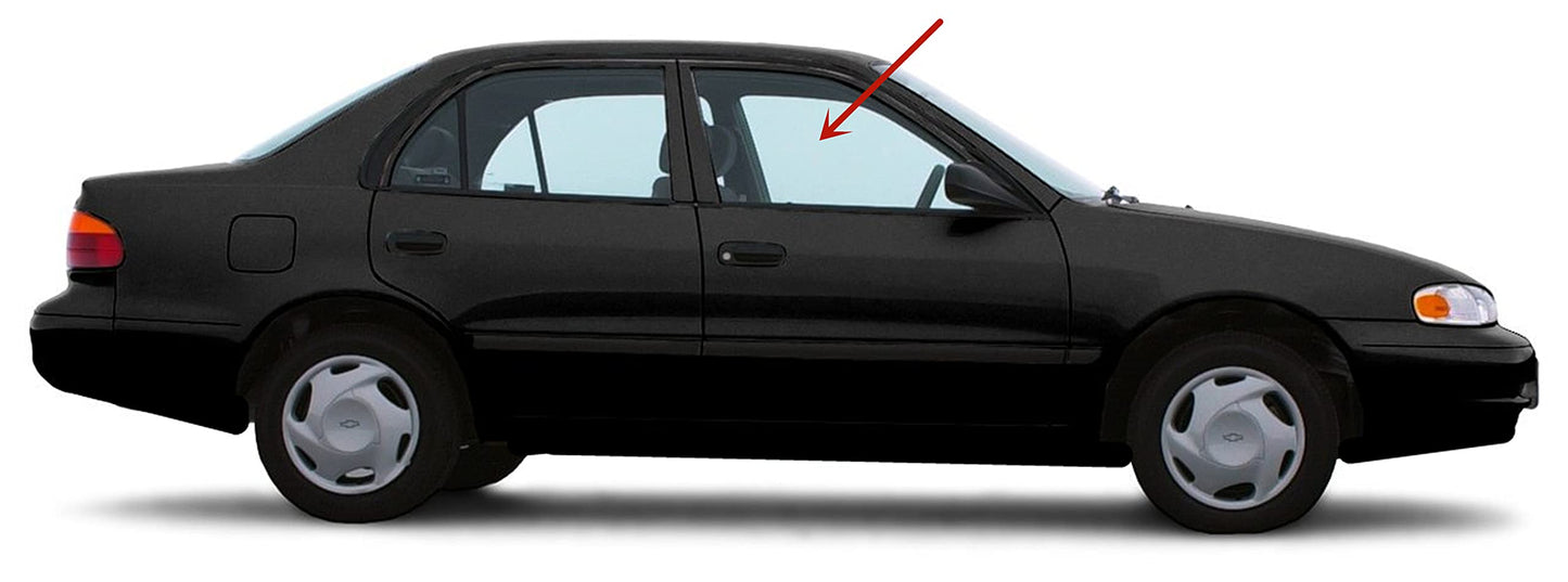 Passenger Right Side Front Door Window Door Glass Compatible with Geo Prizm 4 Door Sedan 1993-1997 Models
