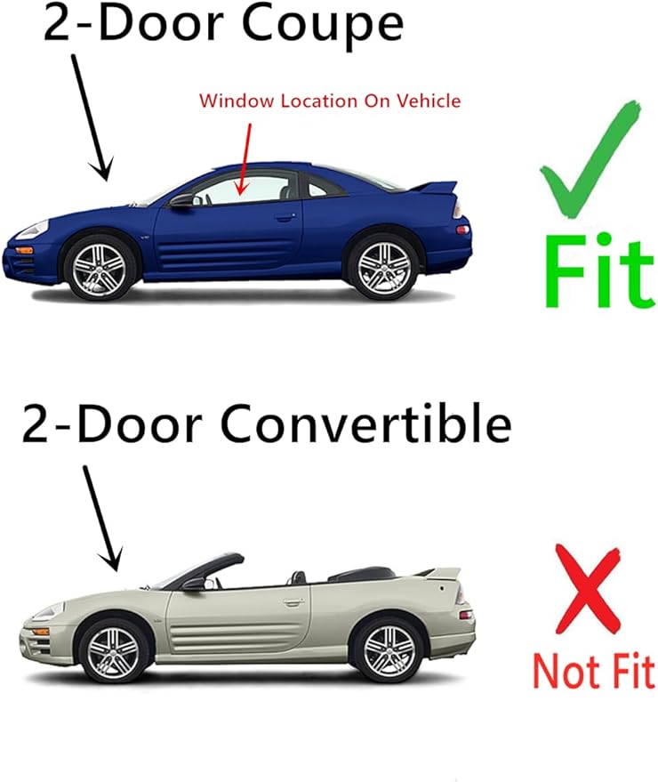 Driver Left Side Door Window Door Glass Compatible with Mitsubishi Eclipse 2 Door Coupe 2000-2005 Models