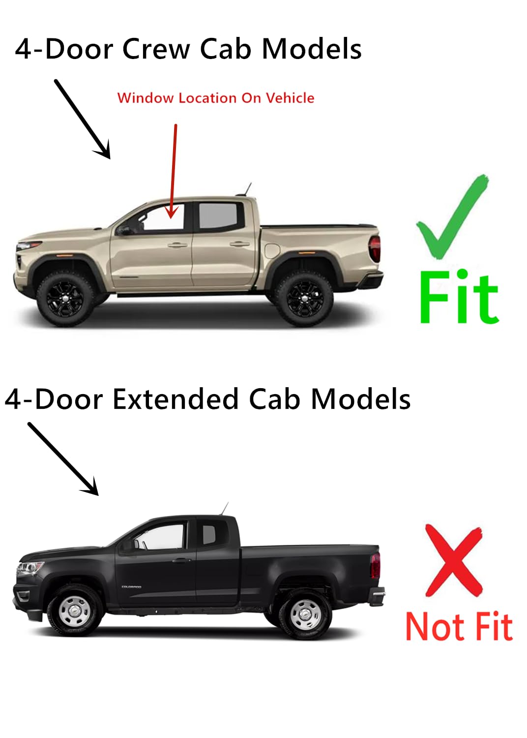 Tempered Driver Left Side Front Door Window Door Glass Compatible with GMC Canyon / Chevrolet Colorado 4-Door Crew Cab Pickup 2023-2025 Models