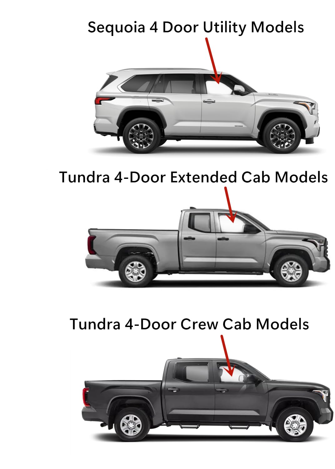 Tempered Passenger Right Side Front Door Window Door Glass Compatible with Toyota Tundra Pickup 2022-2025 / Sequoia 2023-2025 Models
