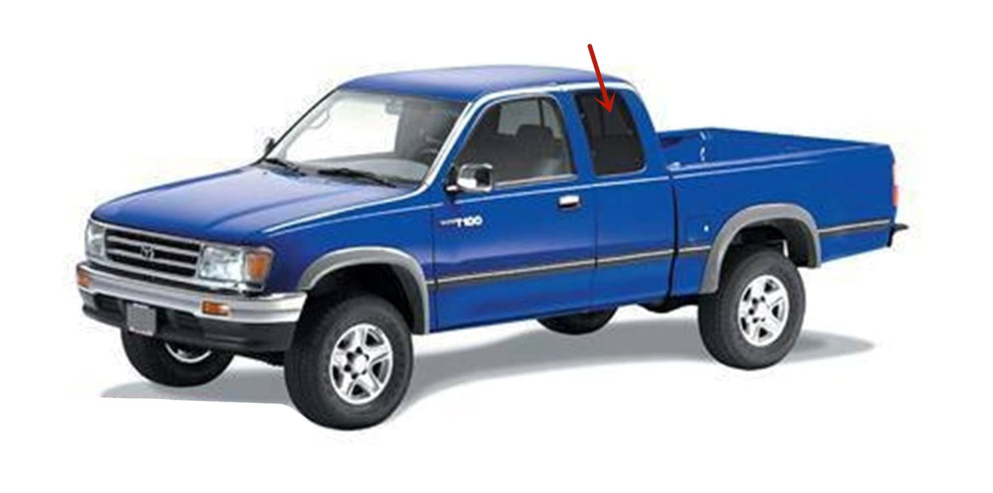 Driver Left Side Rear Quarter Glass Quarter Window Movable Compatible with Toyota T100 Pickup 2 Door Extended Cab 1995-1998 Models