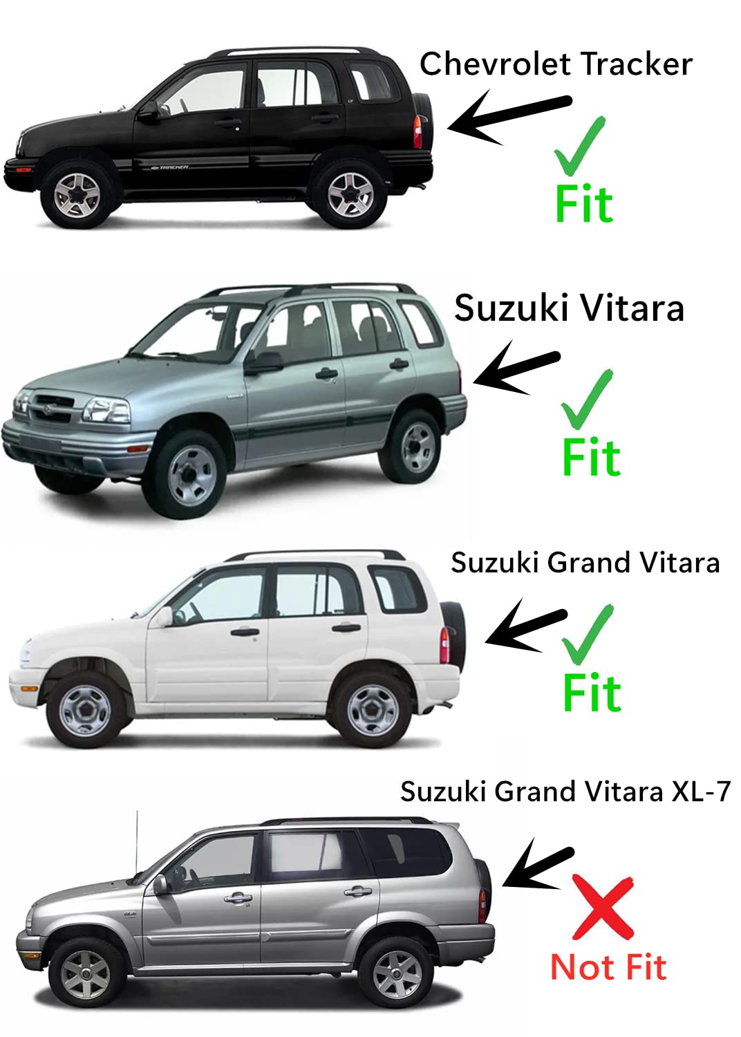 Clear Tempered Driver Left Side Rear Door Window Door Glass Compatible with Chevrolet Tracker/Suzuki Grand Vitara/Suzuki Vitara 1999-2005 Models (Not For Grand Vitara XL-7)