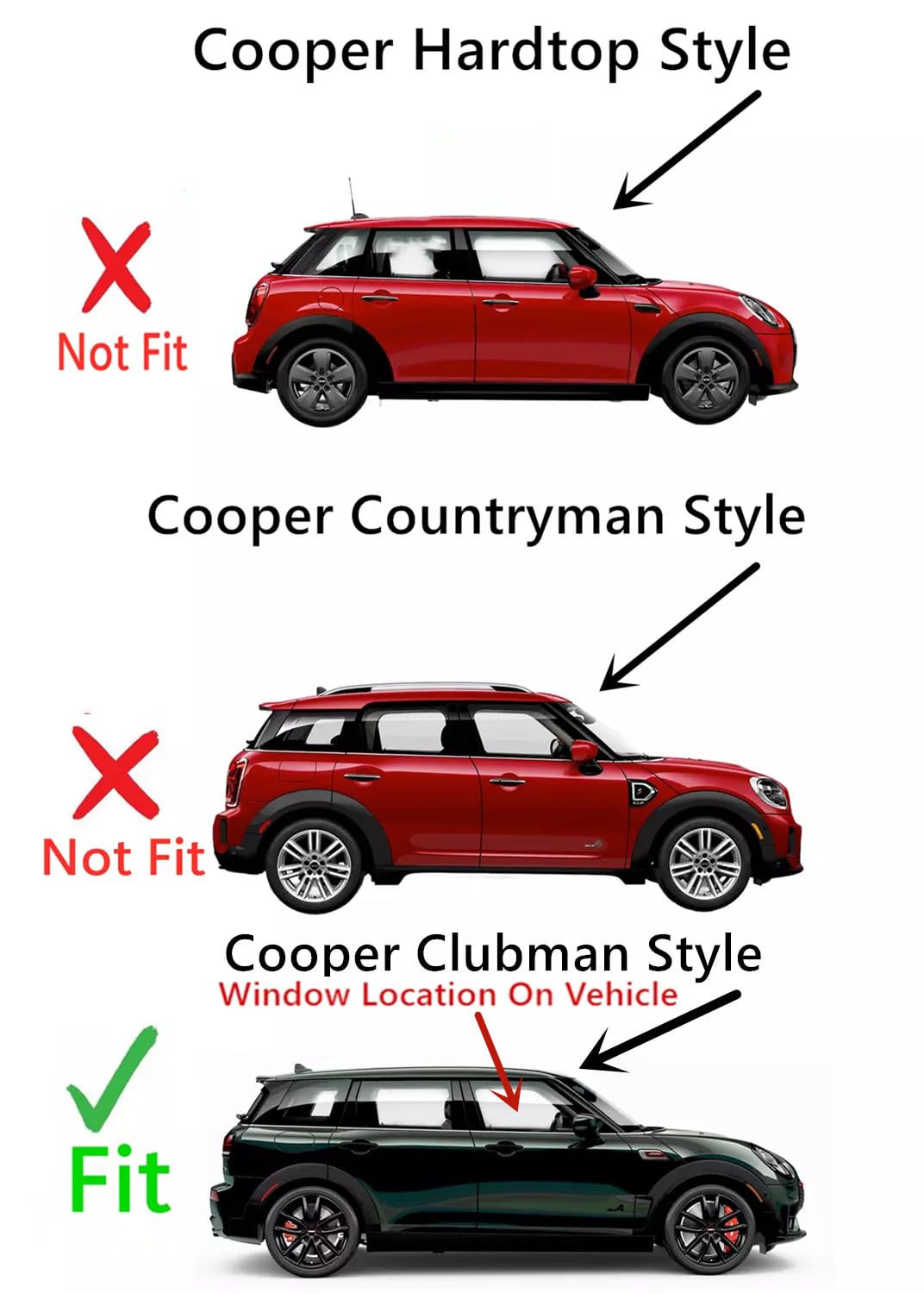 Passenger Right Side Front Door Window Door Glass Compatible with Mini Clubman 2016-2024 Models
