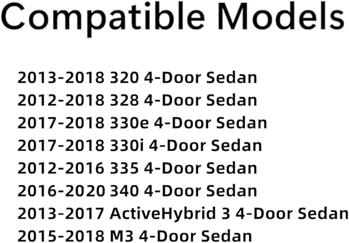 Passenger Right Side Rear Door Window Door Glass Compatible with BMW ActiveHybrid 3 & 320i & 328i & 328d & 330i & 330e & 335i & 340i 2012-2020 / M3 2015-2018 4 Door Sedan Models