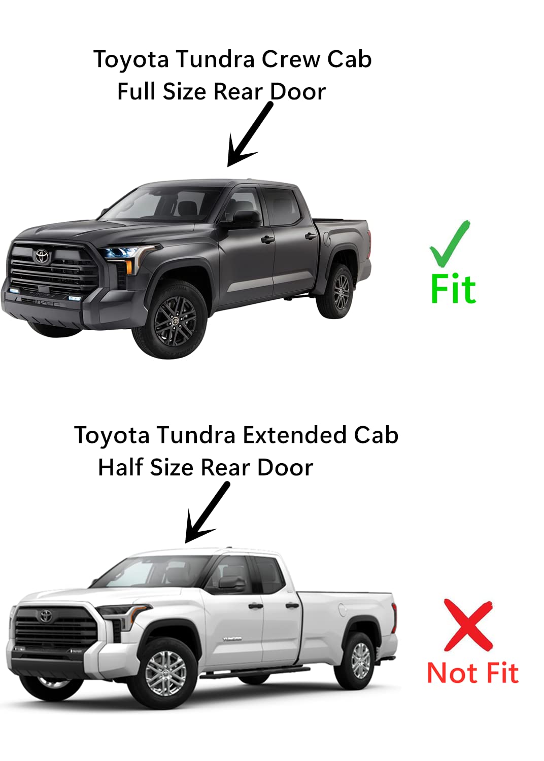 Tempered Driver Left Side Rear Door Window Door Glass Compatible with Toyota Tundra Pickup 4 Door Crew Cab 2022-2025 Models