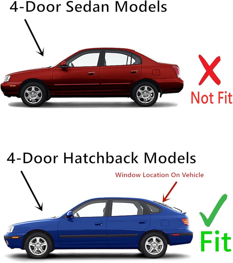 Heated Back Window Back Glass Compatible with Hyundai Elantra 4 Door Hatchback 2001-2006 Models