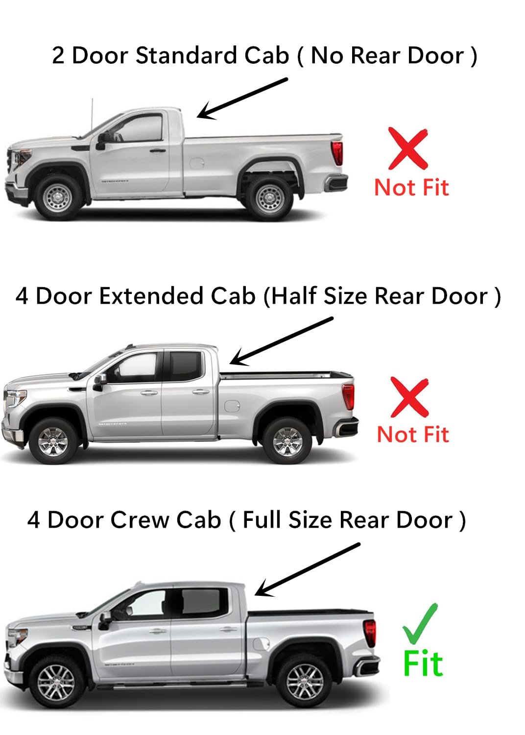 Driver Left Side Rear Door Window Door Glass Compatible with GMC Sierra/Chevrolet Silverado 1500 4-Door Crew Cab 2019-2025 Models