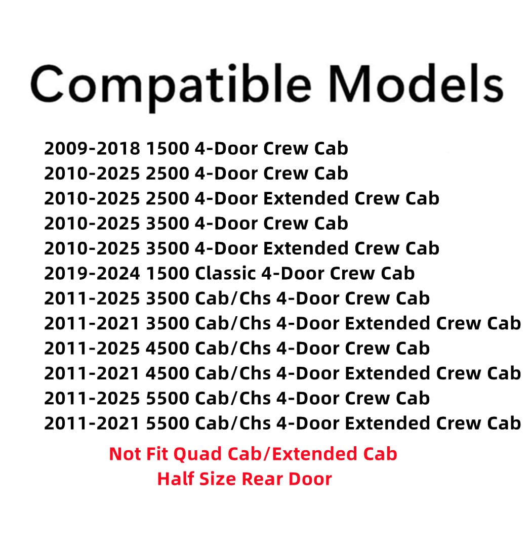 Passenger Right Side Rear Door Window Glass Compatible with Dodge Ram 1500 2009-2018 & 1500Classic 2019-2024 & 2500 3500 2010-2025 & 3500Cab/Chs 4500 5500 2011-2025 4-Door Crew/Extended Crew Pickups