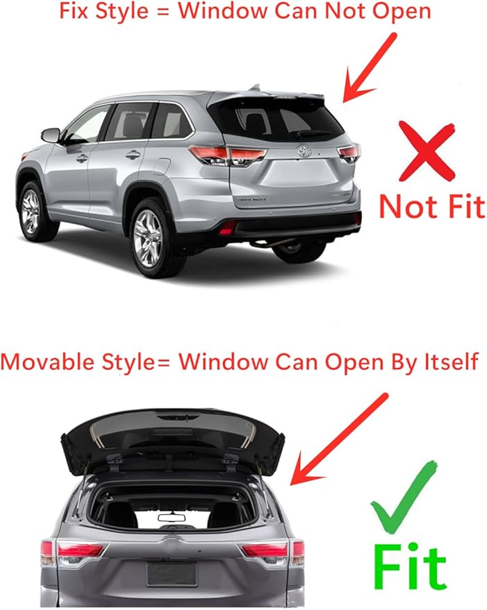 Movable Style Heated Rear Back Window Back Glass Compatible with Toyota Highlander 2008-2013 Models