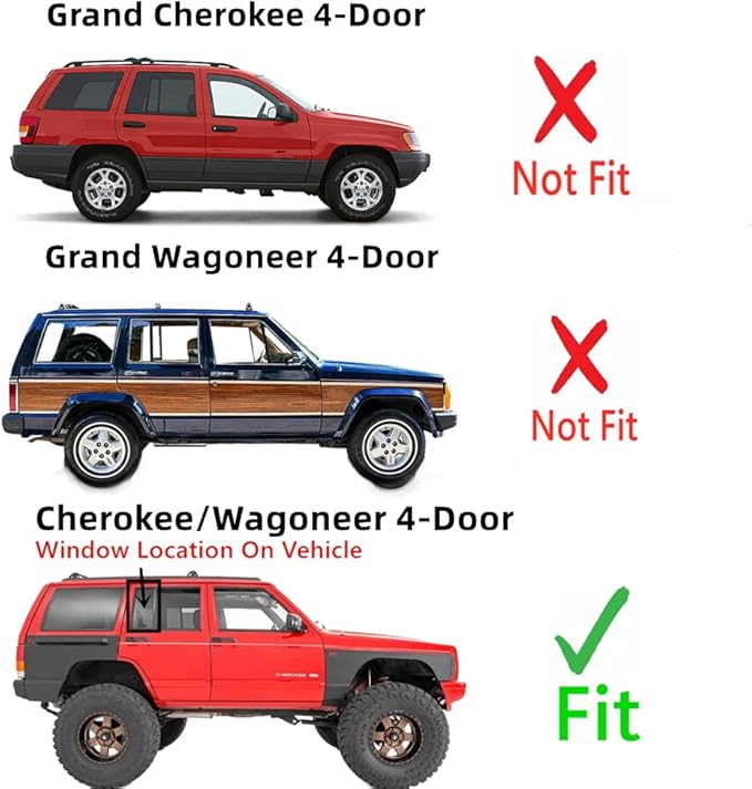 Passenger Right Side Rear Vent Window Vent Glass Compatible with Jeep Cherokee/Jeep Wagoneer 1984-2001 Models