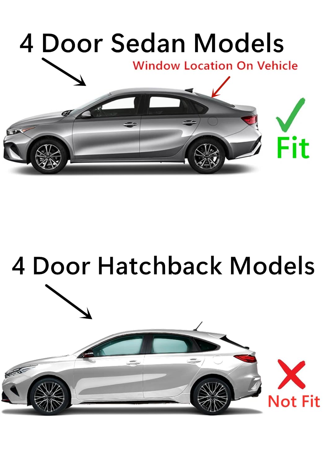 Heated Back Window Back Glass Compatible with Kia Forte 2019-2024 4-Door Sedan Models