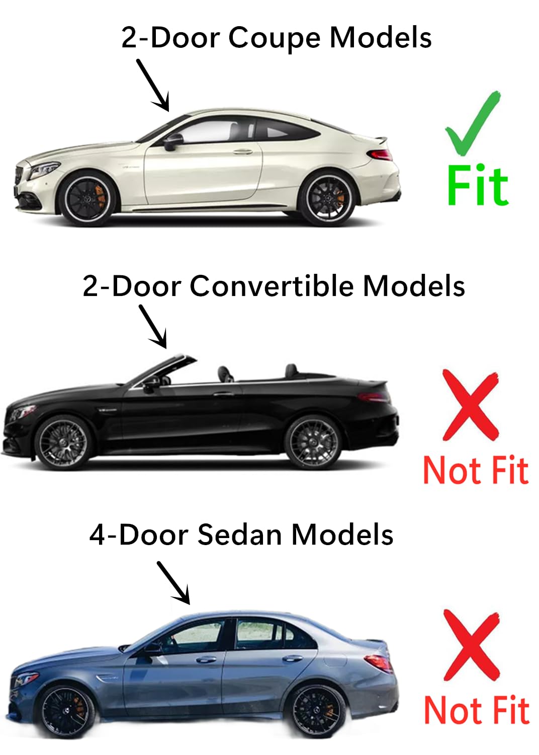 Tempered Driver Left Side Door Window Door Glass Compatible with Mercedes Benz C300 C43AMG 2-Door Coupe 2017-2023 / C63AMG C63SAMG 2-Door Coupe 2017-2021 Models