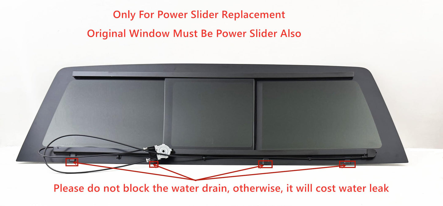 Flush Fit Rear Power Slider Window Back Glass Compatible with Chevrolet Silverado / GMC Sierra 1500 2500 2500HD 3500 3500HD 2007-2010 Models (Not For 2007 Classic Models)
