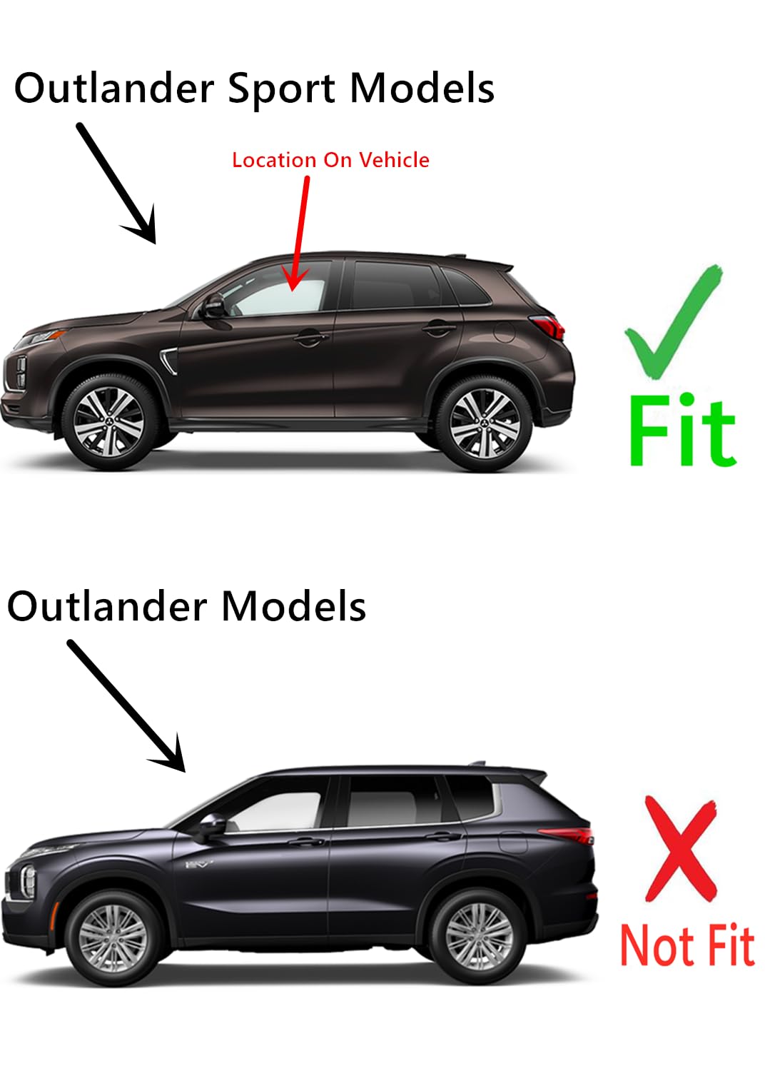 Driver Left Side Front Door Window Door Glass Compatible with Mitsubishi Outlander Sport 2011-2025 Models