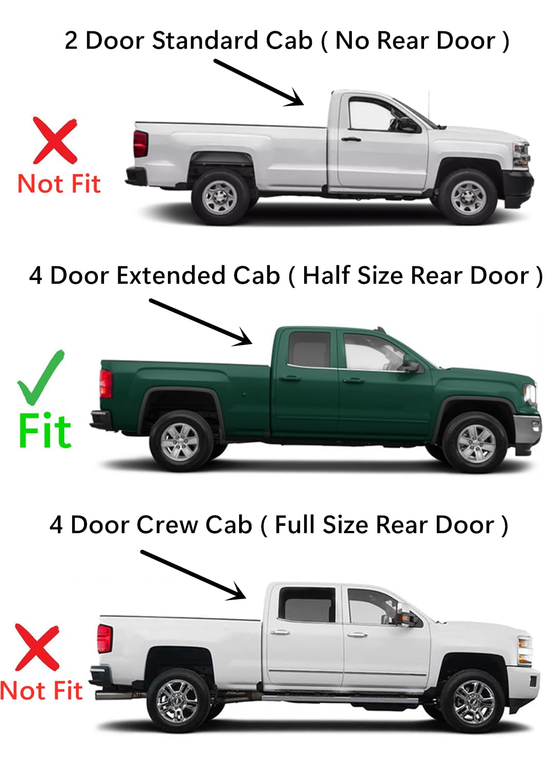 Passenger Right Side Rear Door Window Door Glass Compatible with Chevrolet Silverado/GMC Sierra 1500 4 Door Extended Cab 2014-2018 Models/2500 3500 4 Door Extended Cab 2015-2019 Models