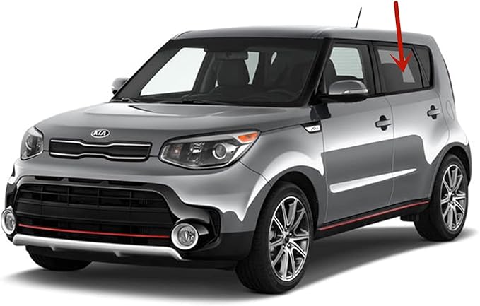 Driver Left Side Rear Door Window Door Glass Compatible with Kia Soul 2014-2019 Models / Soul EV 2016-2018 Models