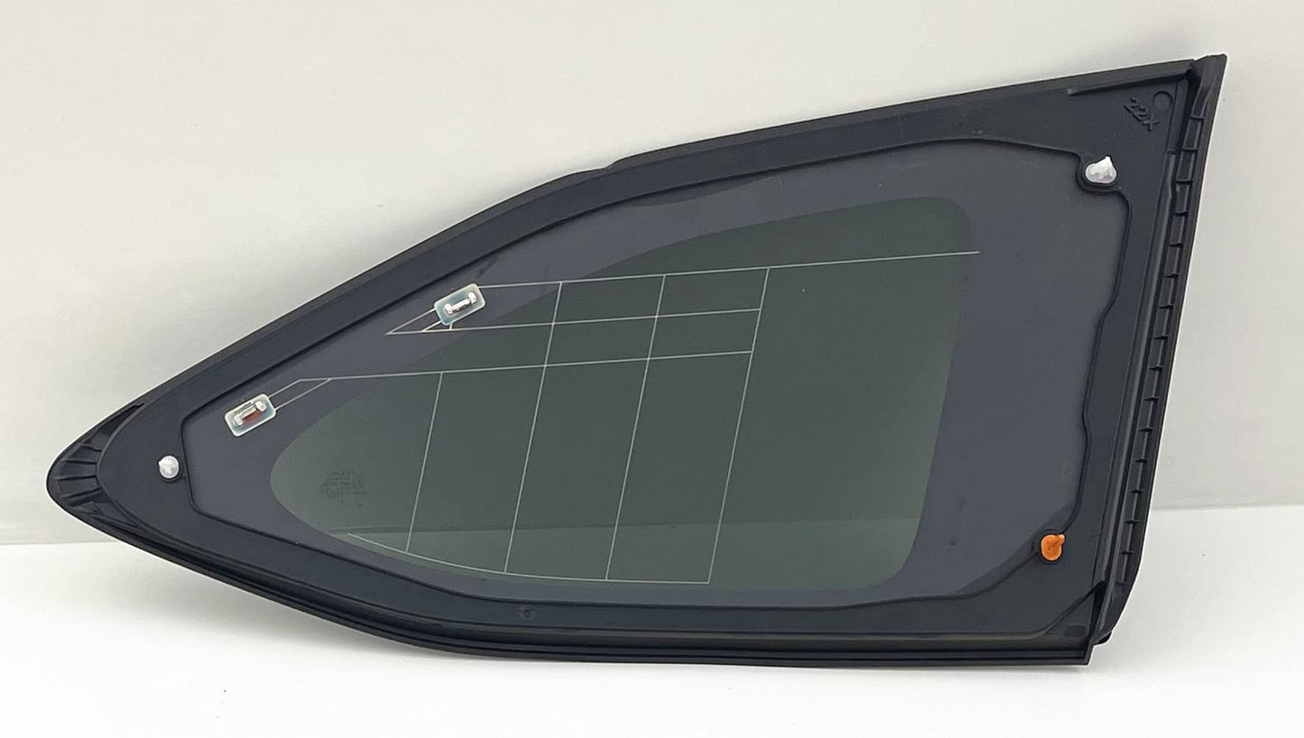 Black Moulding Style W/ Atenna Driver Left Side Quarter Window Quarter Glass Compatible with Toyota Highlander 2020-2025 Models