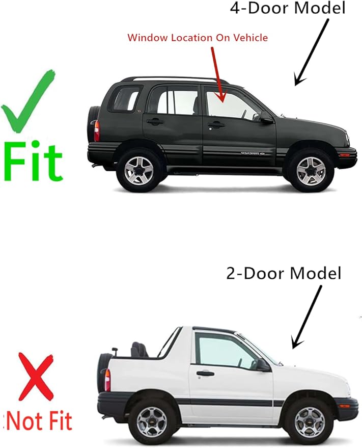 Passenger Right Front Door Window Door Glass Compatible with Suzuki Vitara/Grand Vitara 1999-2005 4 Door Models / XL-7 2004-2006 4 Door Models