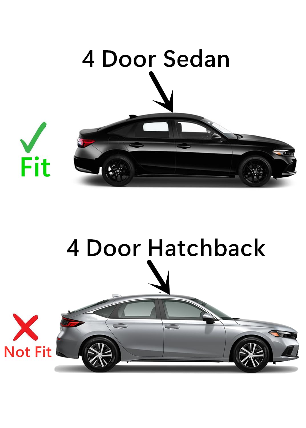 Passenger Right Side Rear Door Window Door Glass Compatible with Honda Civic 4 Door Sedan 2022-2025 Models