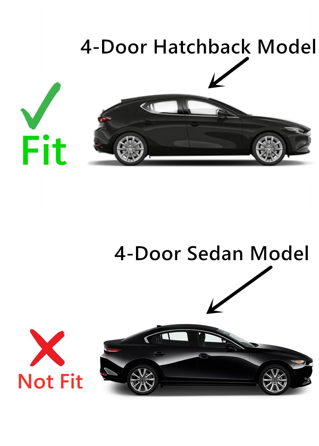 Passenger Right Side Rear Vent Window Vent Glass Compatible with Mazda 3 4 Door Hatchback 2019-2025 Models