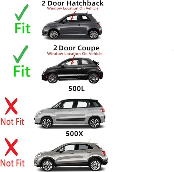 OEM Driver Left Side Door Window Door Glass Compatible with Fiat 500 / 500C / 500e 2012-2019 Models