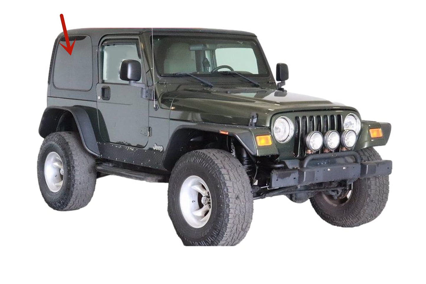Passenger Right Side Rear Quarter Window Quarter Glass Compatible with Jeep Wrangler 93.4'' WB Short Wheel Bass 1987-2006 Models