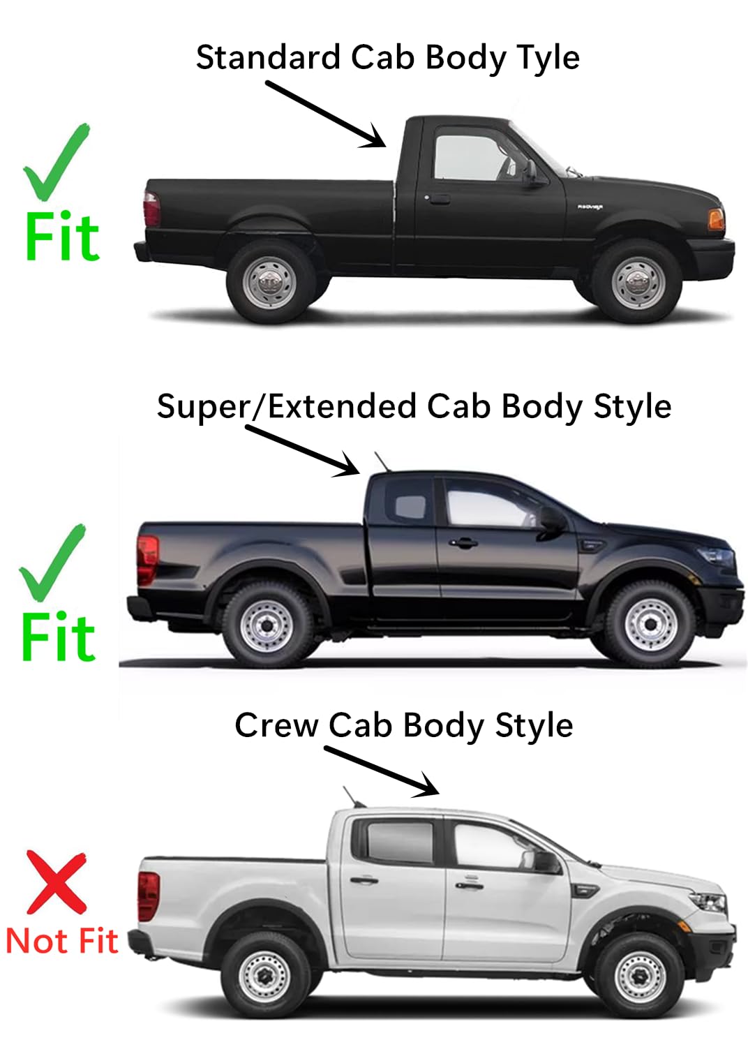 Passenger Right Side Front Door Window Door Glass Compatible with Ford Ranger Pickup 2 Door Super/Standard Cab 2019-2023 Models