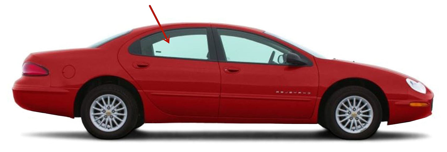 Passenger Right Side Rear Door Window Door Glass Compatible with Chrysler Concorde 1998-2000 /Chrysler 300 1999-2000 /Chrysler LHS 1999-2000 Models