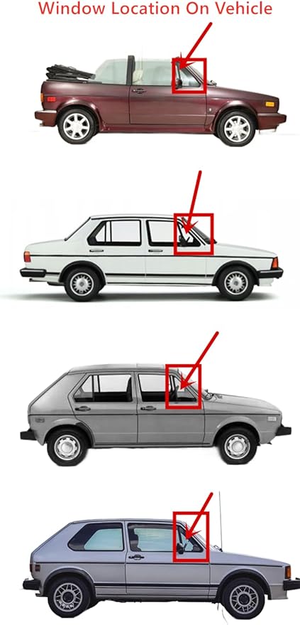 Stationary Tempered Passenger Right Side Front Vent Window Vent Glass Compatible with Volkswagen Cabriolet 1985-1993 / Rabbit Jetta 1975-1984 Models (Not For Rabbit Pickup)