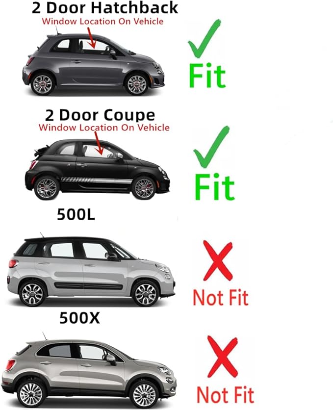 OEM Passenger Right Side Door Window Door Glass Compatible with Fiat 500 / 500C / 500e 2012-2019 Models