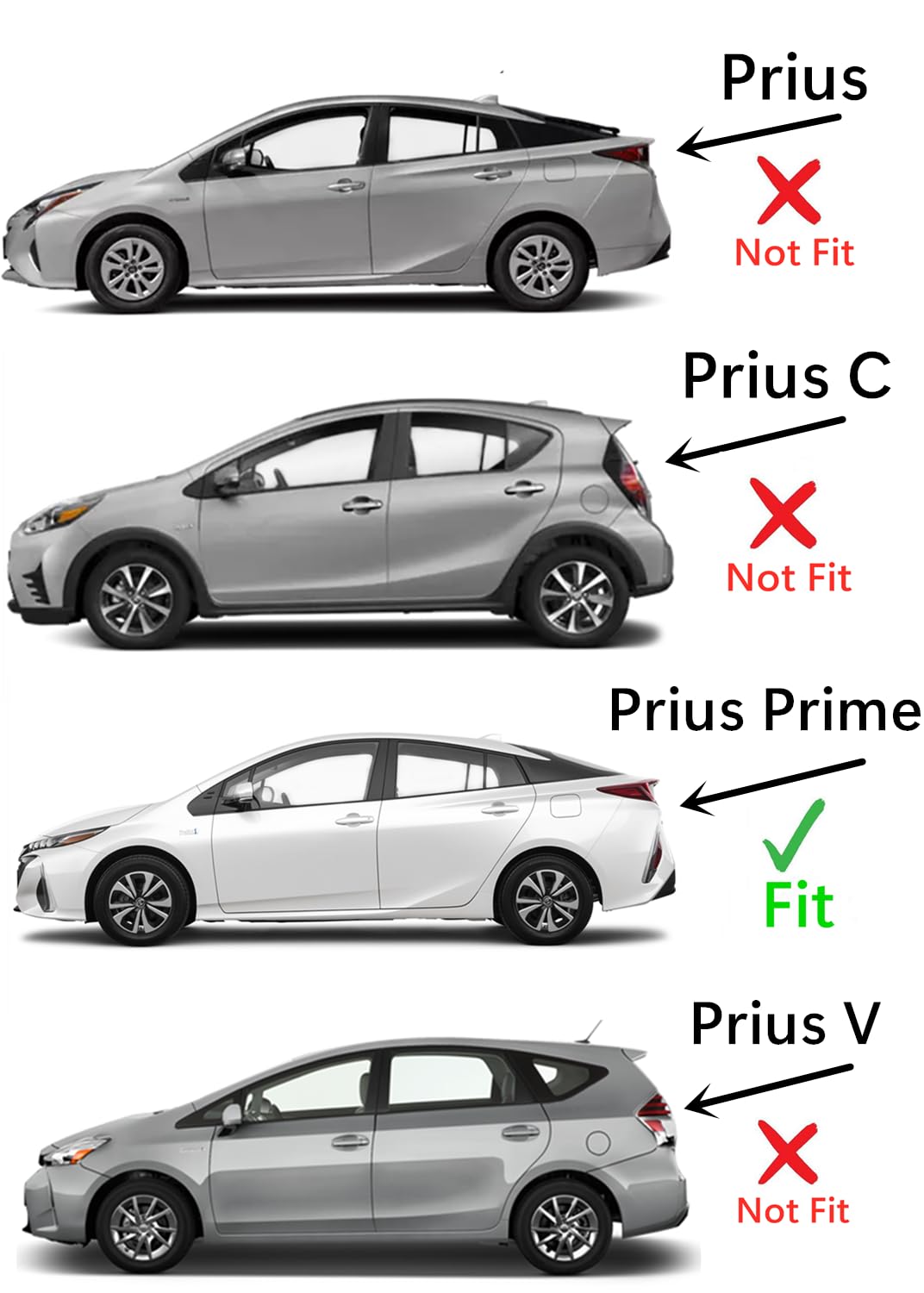Heated Lower Back Window Back Glass Compatible with Toyota Prius Prime 4 Door Hatchback 2017-2022 Models