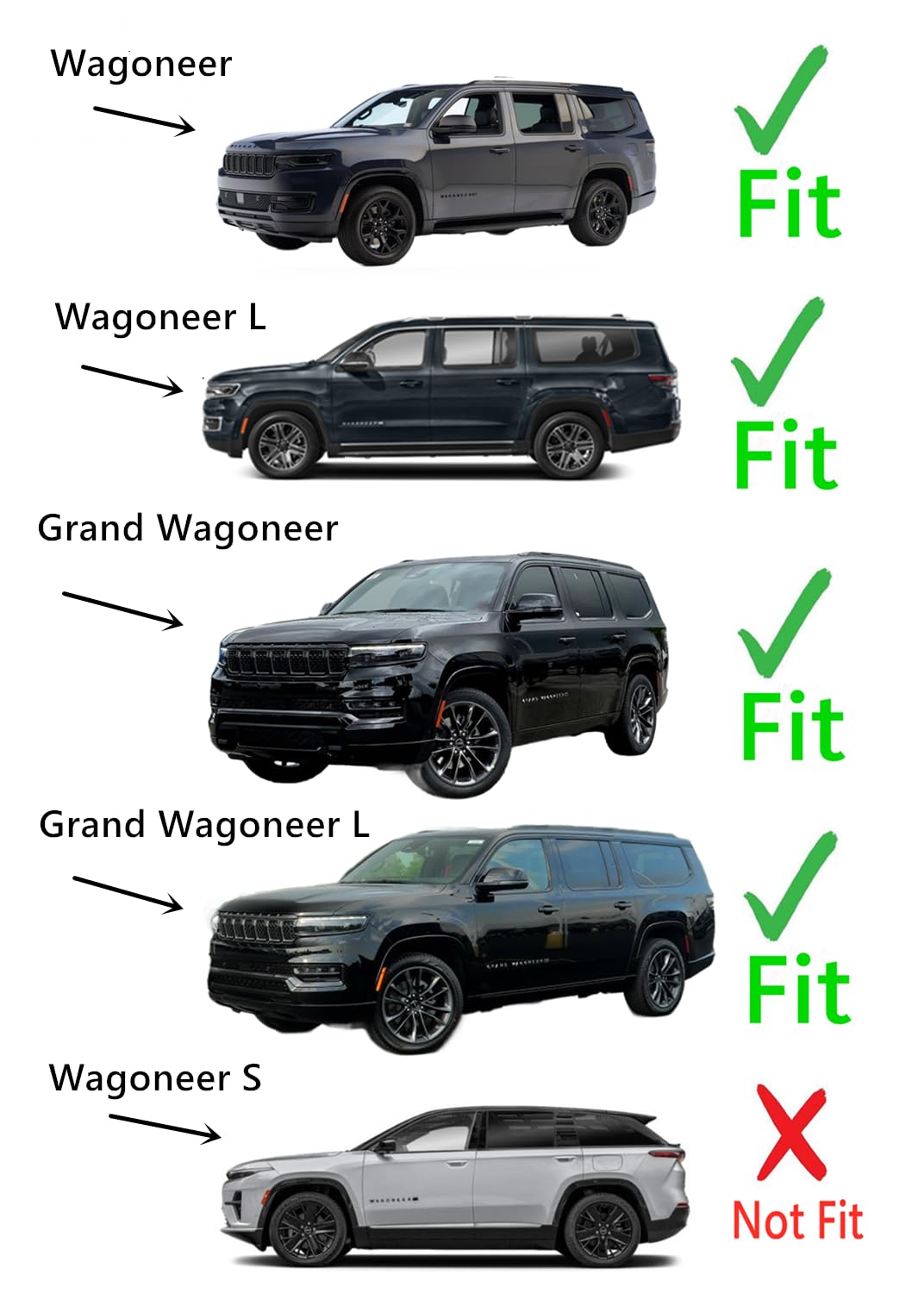 Black Trim Heated Rear Back Tailgate Liftgate Window Glass Compatible with Jeep Wagoneer / Wagoneer L / Grand Wagoneer / Grand Wagoneer L 2022-2025 Models