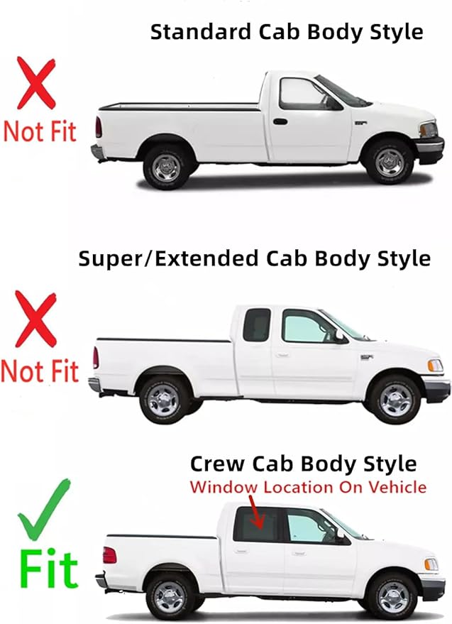Passenger Right Side Rear Door Window Door Glass Compatible with Ford F150 Pickup/Lincoln Blackwood 4 Door Crew Cab 2001-2003 Models