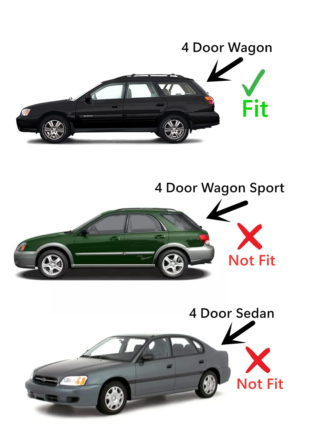 Tempered Driver Left Side Rear Door Window Door Glass Compatible with Subaru Outback/Legacy 4 Door Wagon 2000-2004 Models (Not For Ouback Wagon Sport)