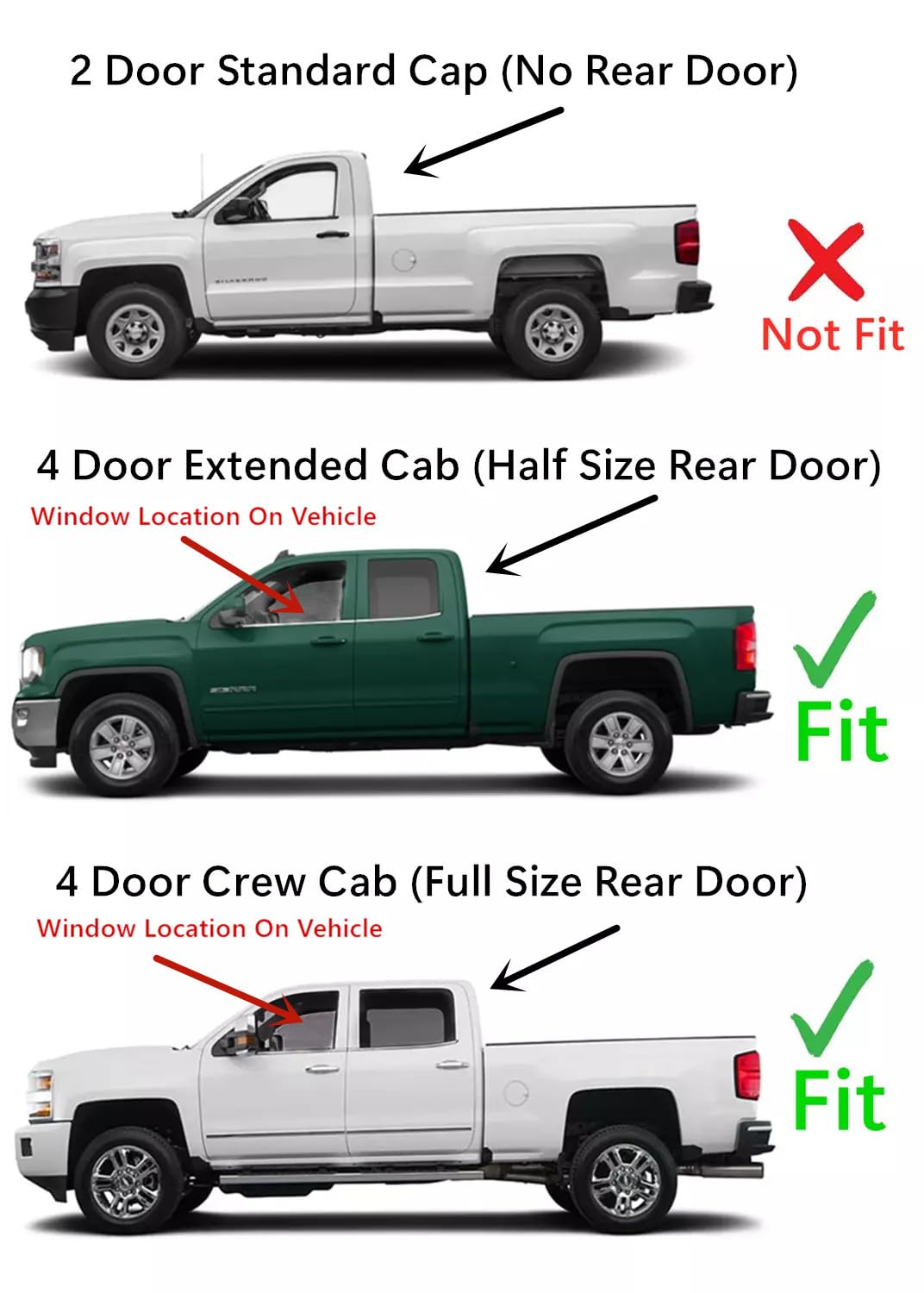 Privacy Passenger Right Side Front Door Window Glass Compatible with Chevrolet Silverado GMC Sierra 1500 2014-2018 / 1500Limited 2019 / 2500 3500 2015-2019 / 4500 5500 6500 2019-2021 4-Dr Pickup